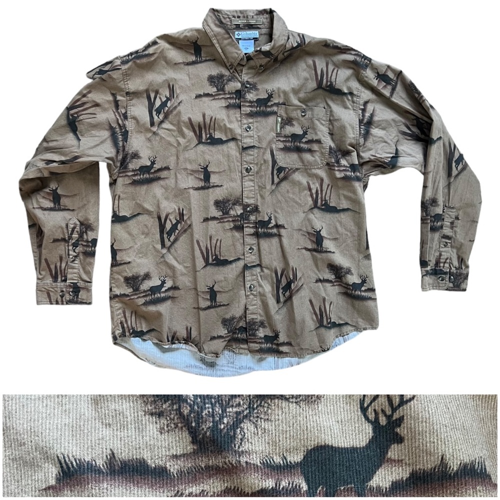 Columbia Men's River Lodge Moose Hunting Long Sleeve Button Front Shirt size XXL